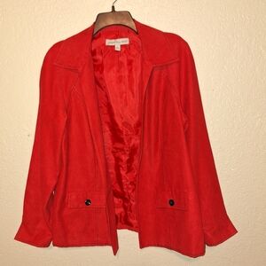 Samantha Grey Red Soft Lightweight Jacket With Pockets Size Small